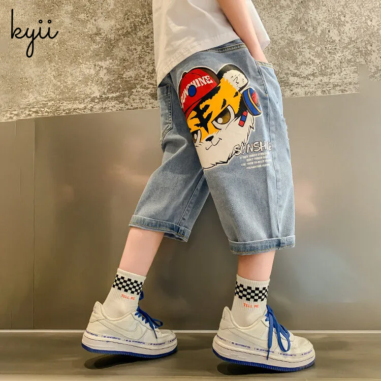 KYII Boys summer Denim shorts boys sports Korean Pants kyb030