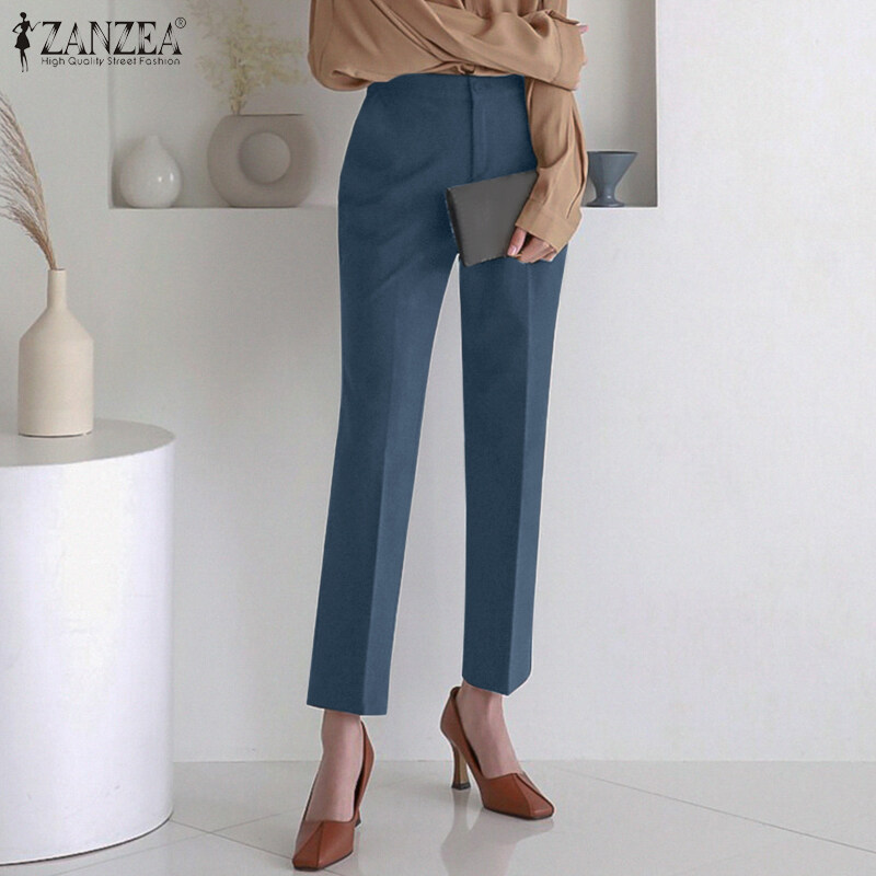 ZANZEA Women Formal Office Stretchable Ninth Pants Elegant Commute Skinny Trousers #11